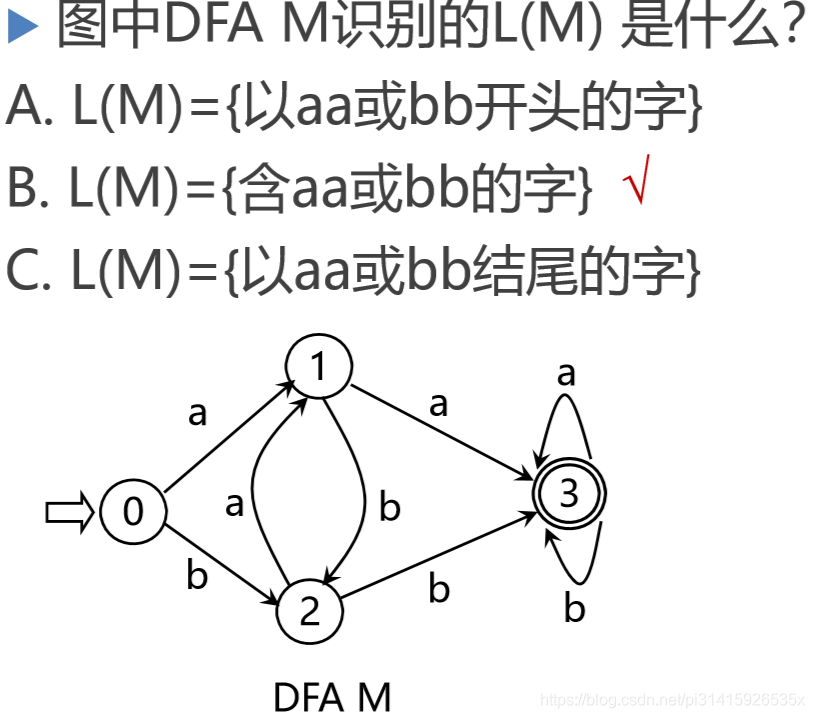 一个识别含有aa或bb的字符串的DFA